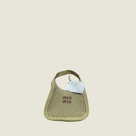 Women Raffia-effect Woven Hobo Bag - Naturale+cognac
