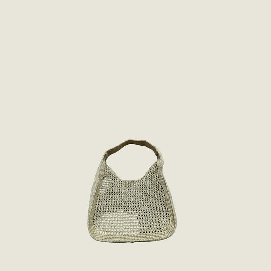 Women Raffia-effect Woven Hobo Bag - Naturale+cognac