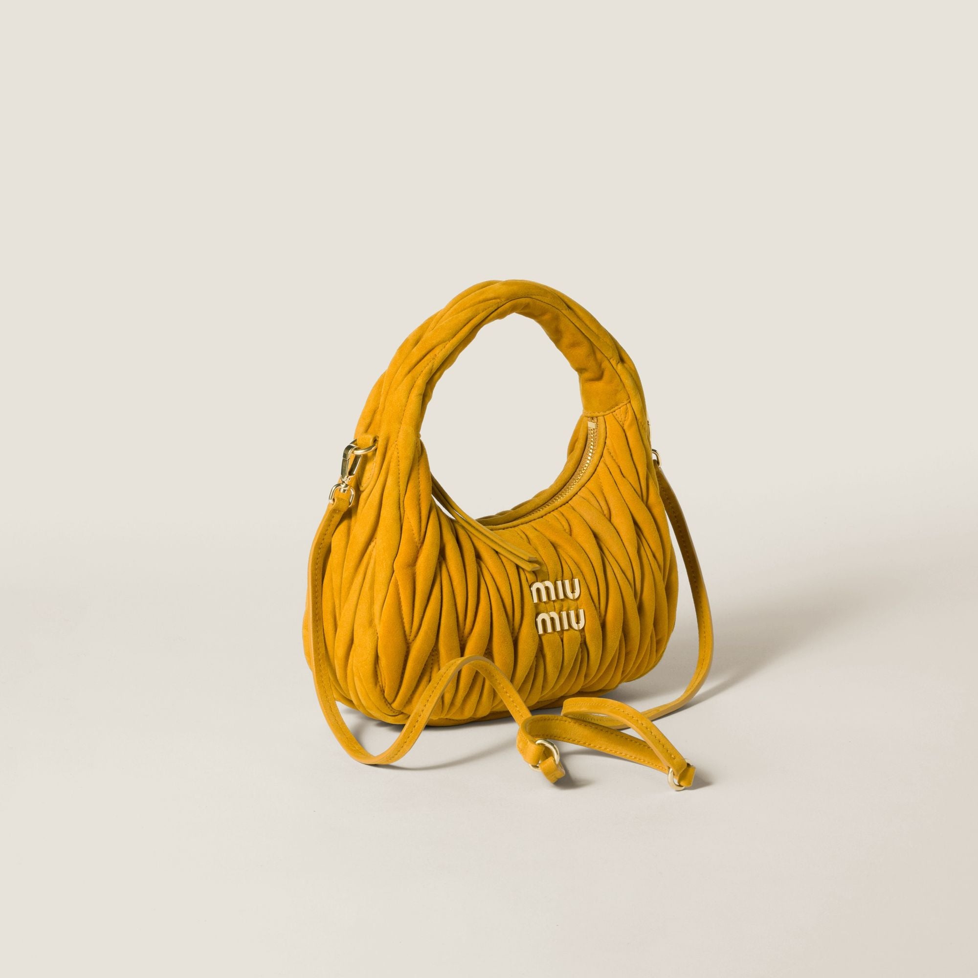 Women Wander Matelassé Suede Bag - Whisky