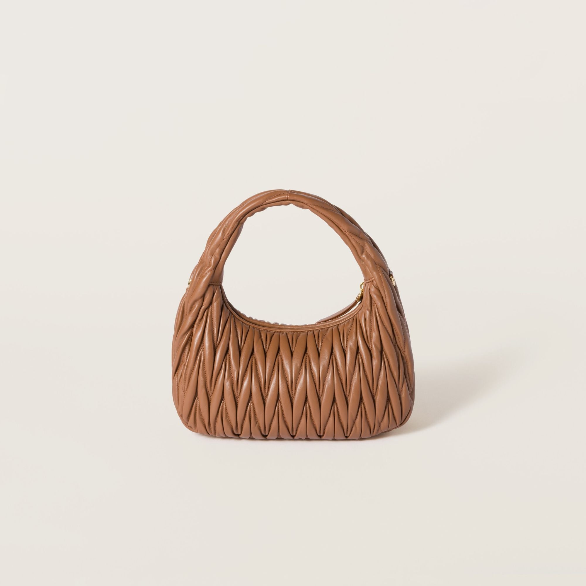 Women Wander Matelassé Nappa Leather Hobo Bag - Cognac