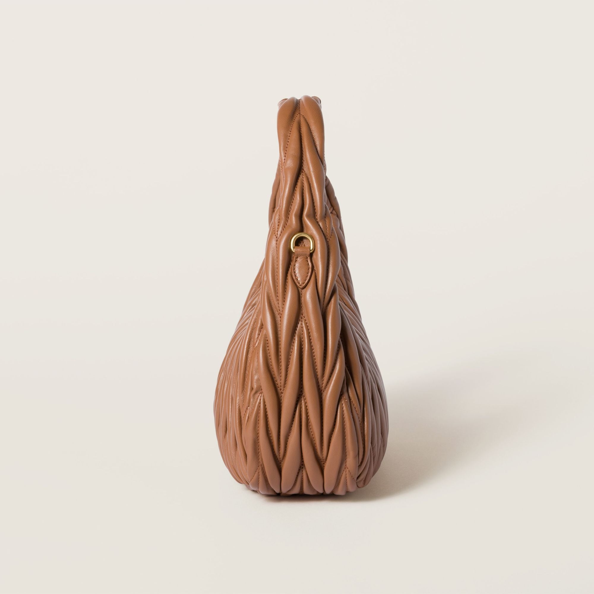 Women Wander Matelassé Nappa Leather Hobo Bag - Cognac