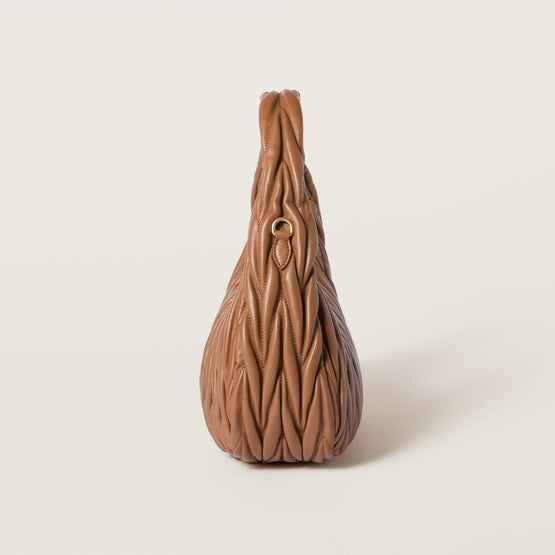 Women Wander Matelassé Nappa Leather Hobo Bag - Cognac