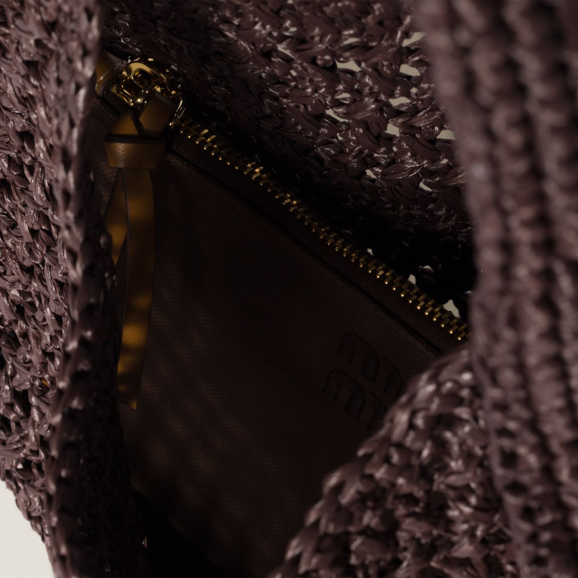 Women Raffia-effect Woven Hobo Bag - Cacao+naturale