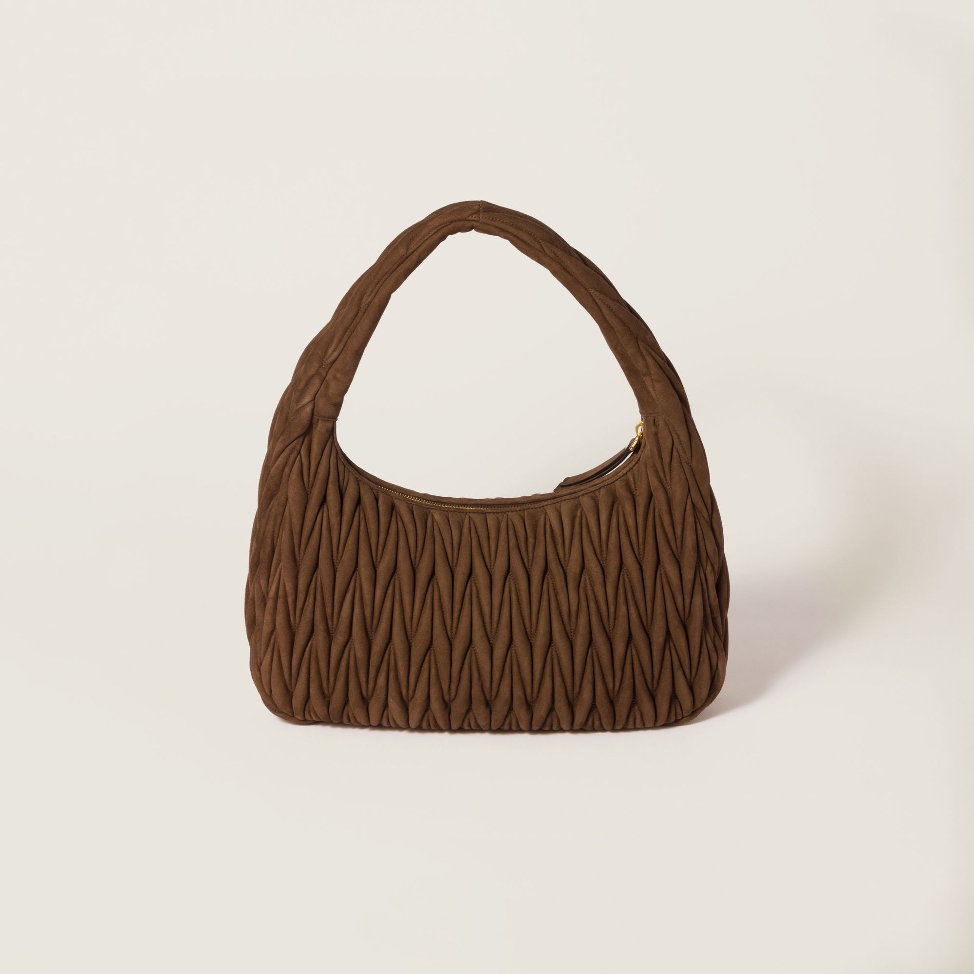 Women Wander Matelassé Suede Bag - Cacao