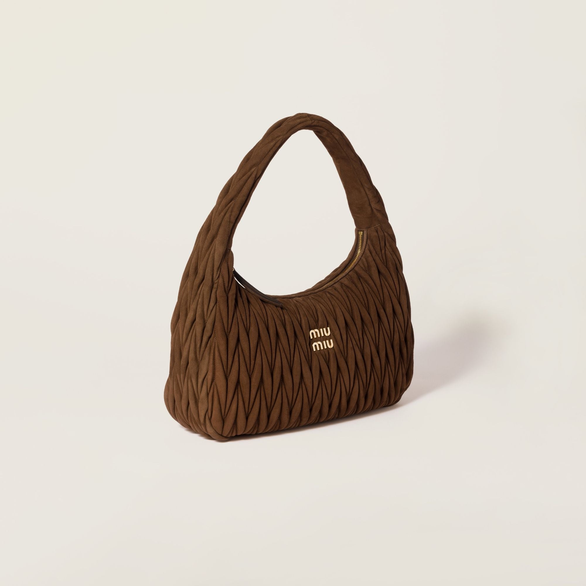 Women Wander Matelassé Suede Bag - Cacao
