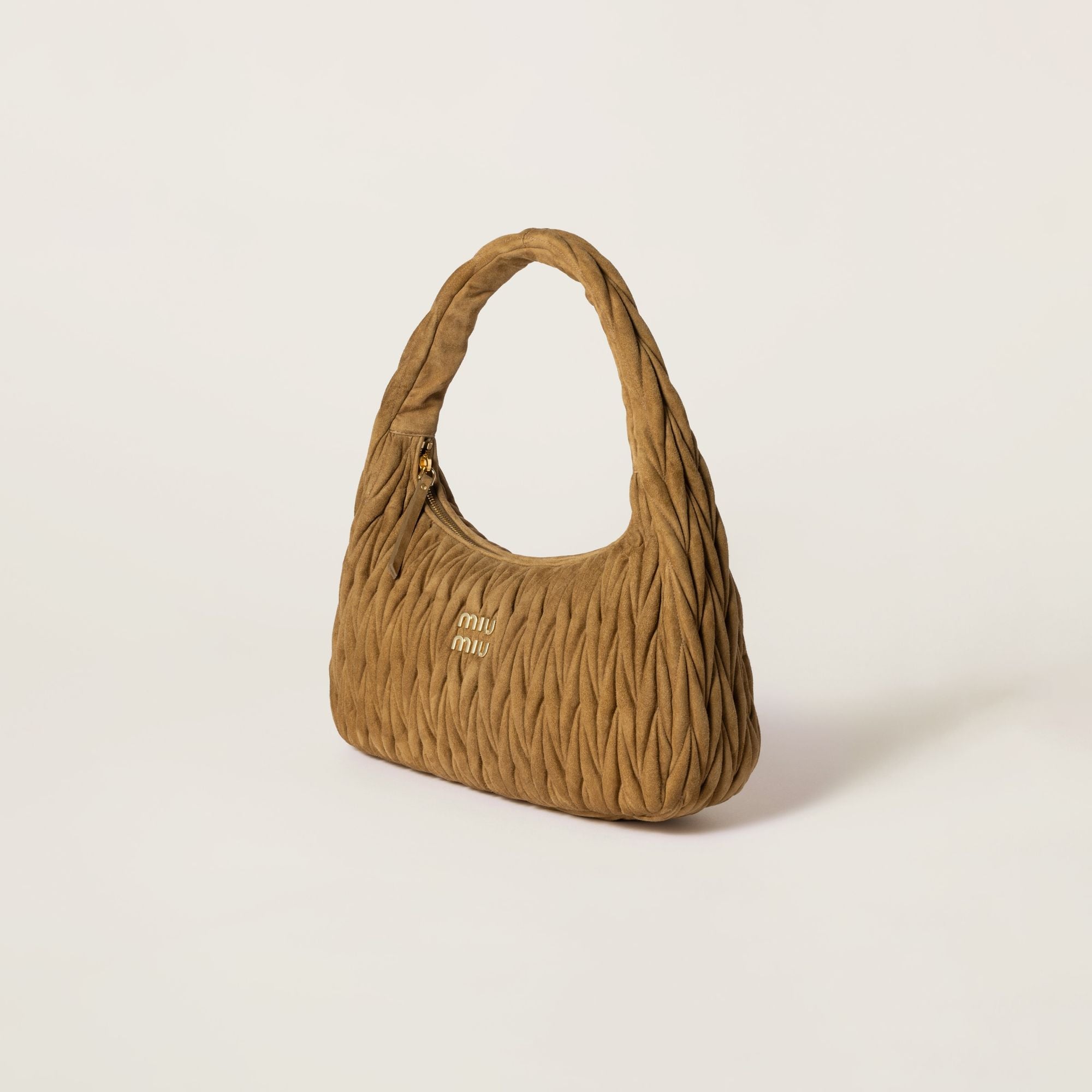 Women Wander Matelassé Suede Bag - Oliva