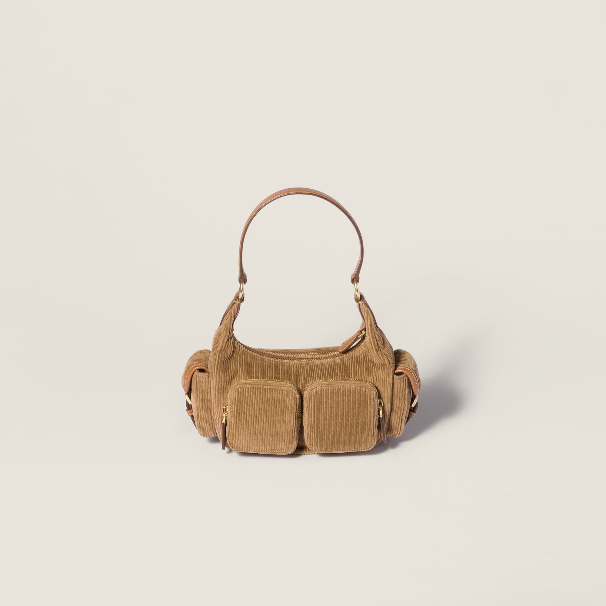 Women Corduroy Pocket Top-handle Bag - Cannella