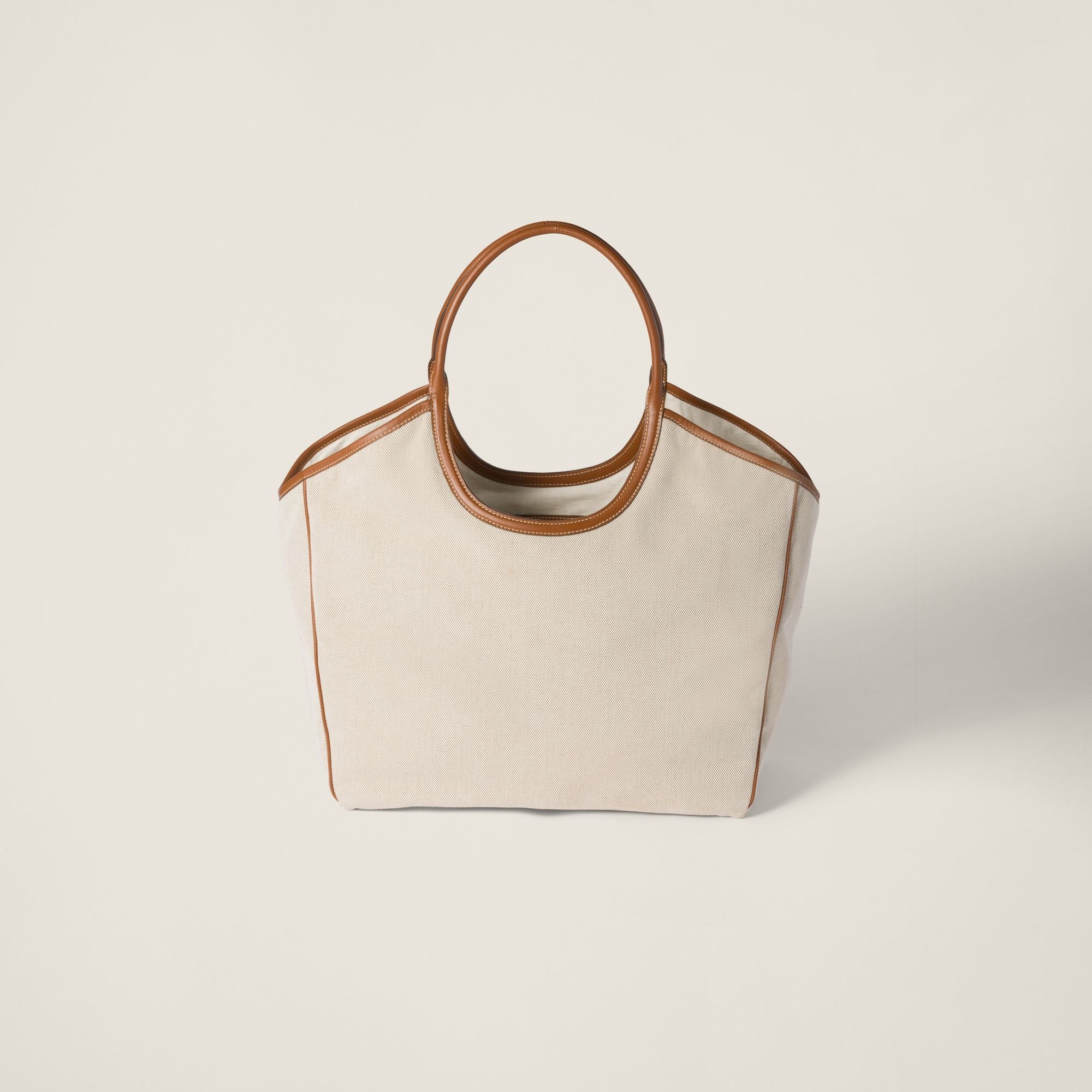 Women Ivy Canvas And Leather Tote Bag - Naturale+brandy