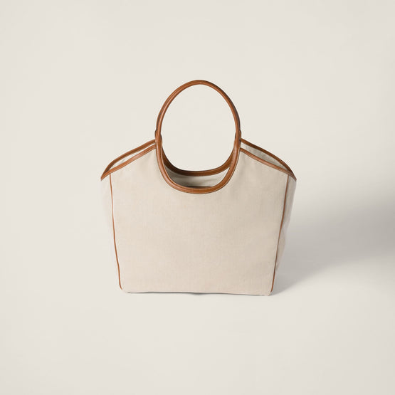 Women Ivy Canvas And Leather Tote Bag - Naturale+brandy