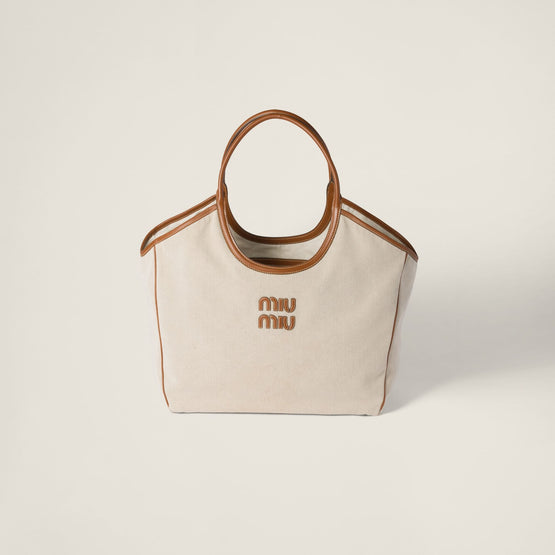 Women Ivy Canvas And Leather Tote Bag - Naturale+brandy