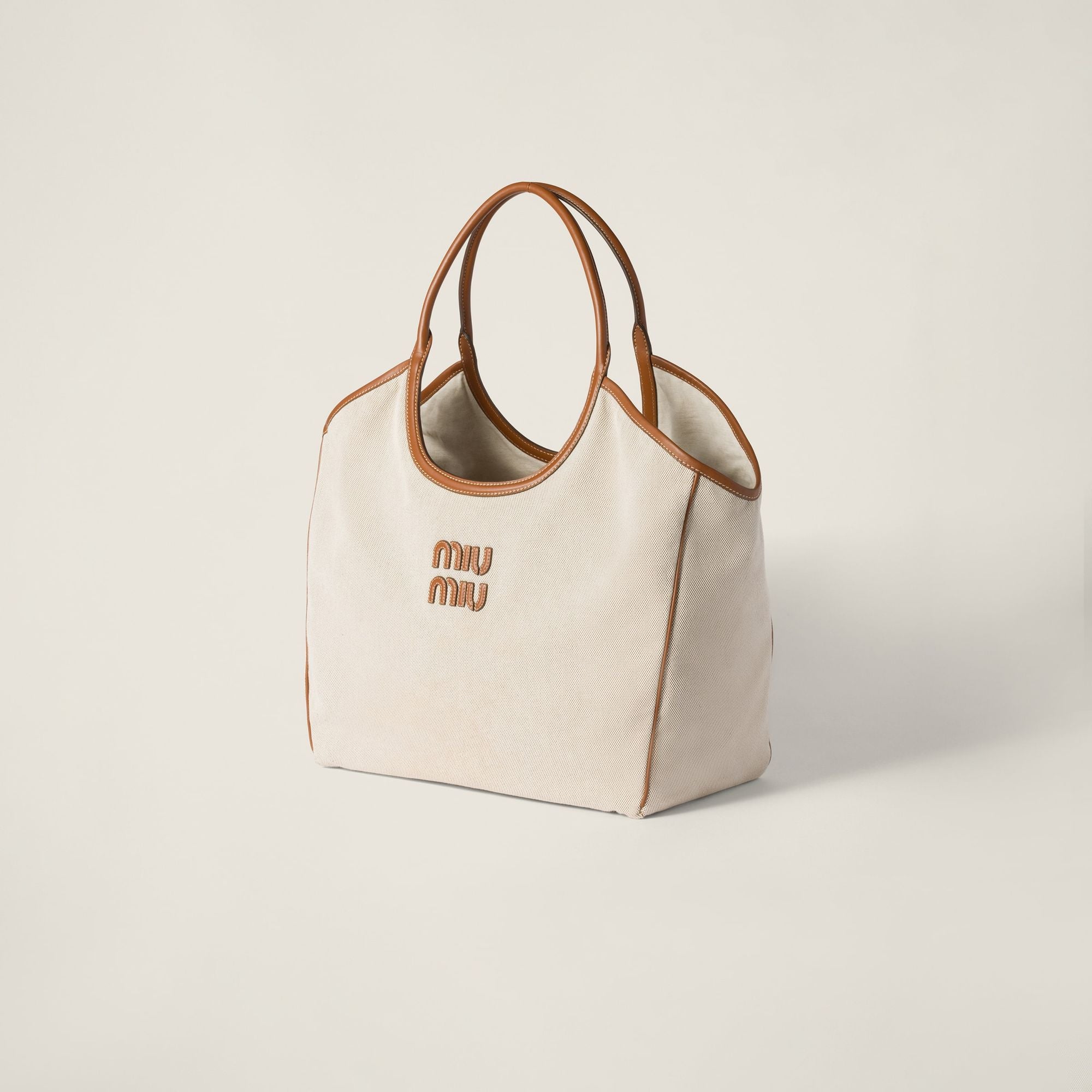 Women Ivy Canvas And Leather Tote Bag - Naturale+brandy