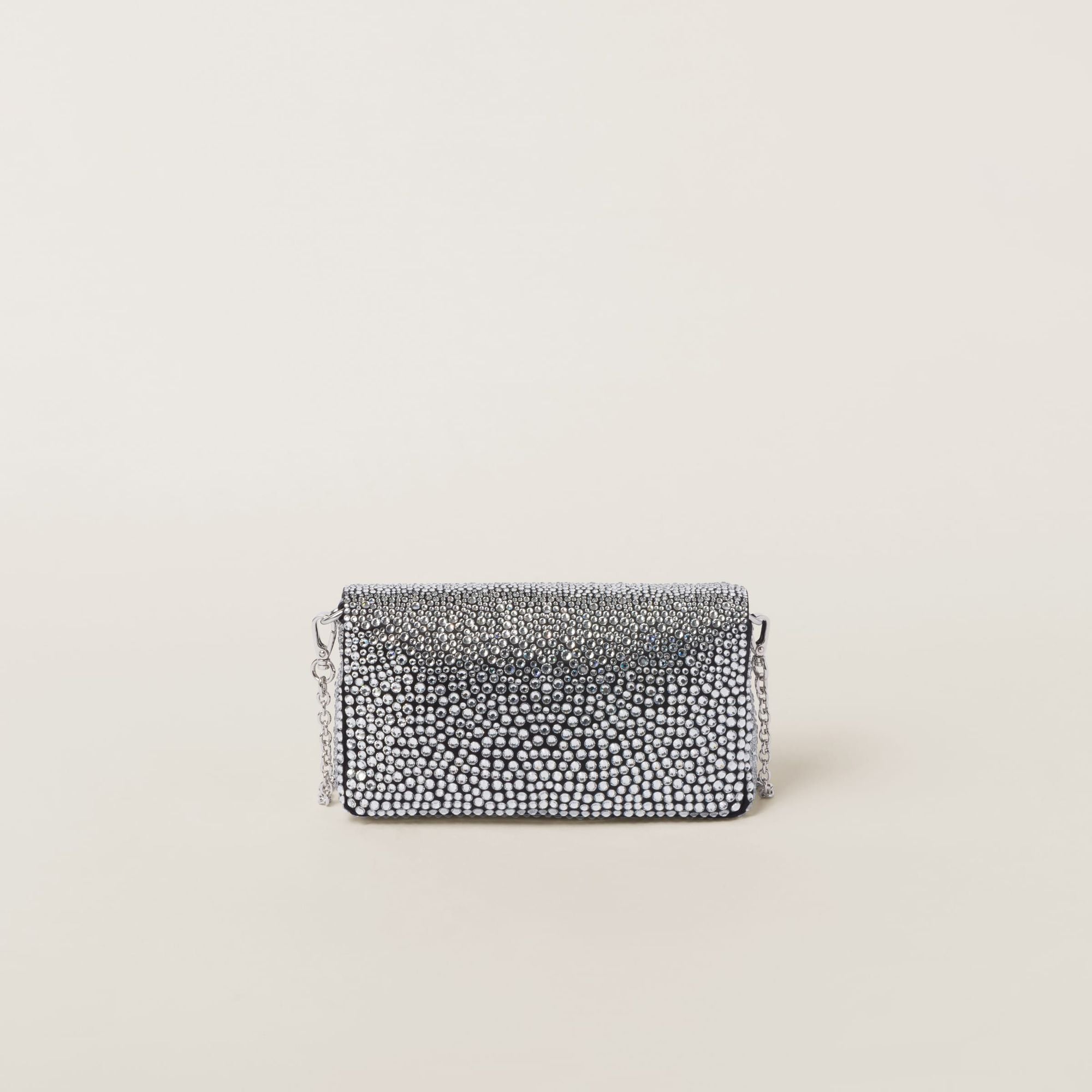 Women Satin Mini-bag With Synthetic Crystals - Nero