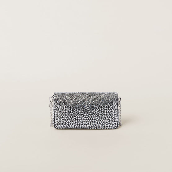 Women Satin Mini-bag With Synthetic Crystals - Nero