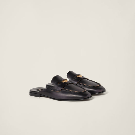 Bleached leather loafers