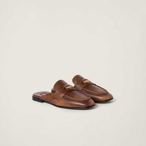 Bleached leather loafers