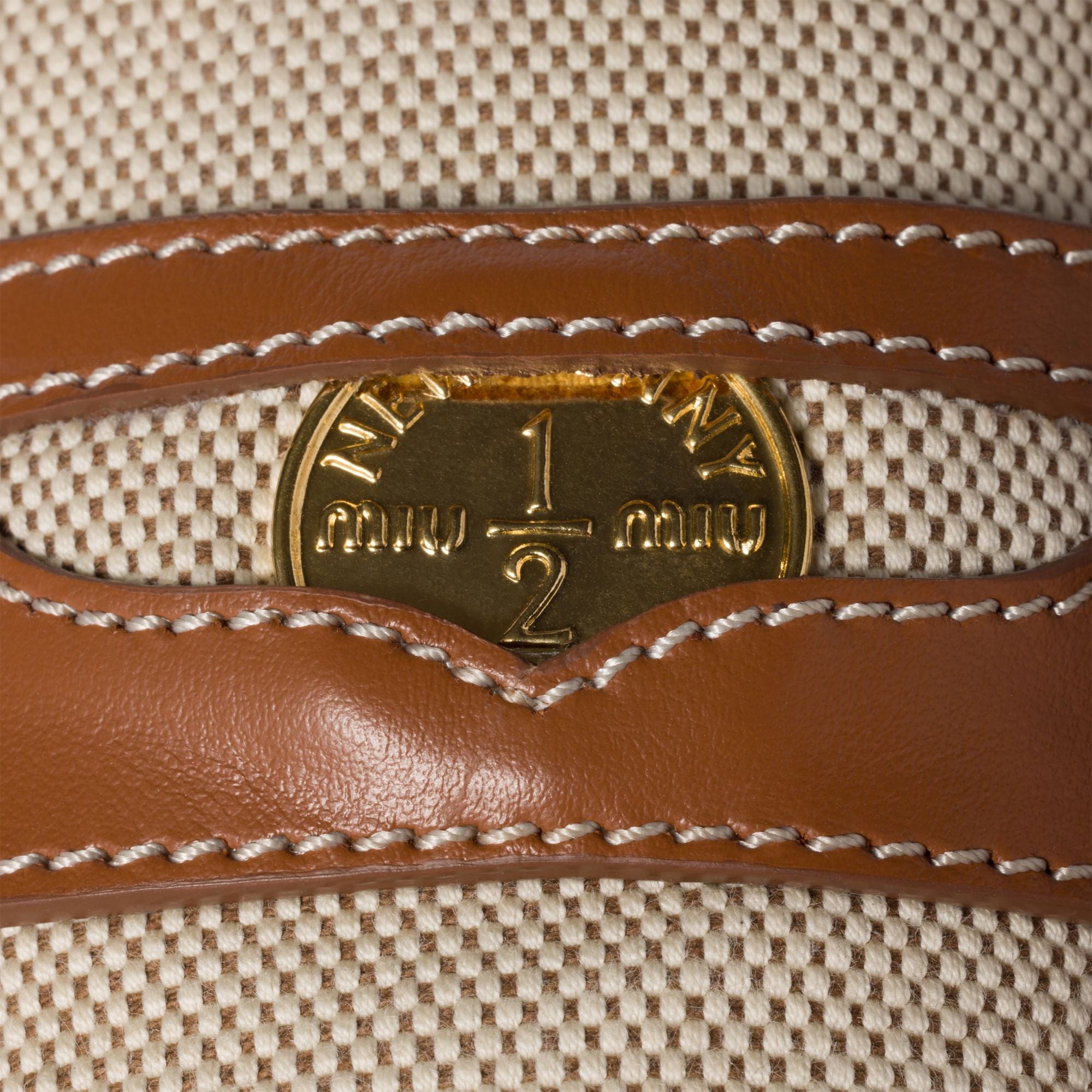 Women Canvas And Leather Mules - Naturale+brandy