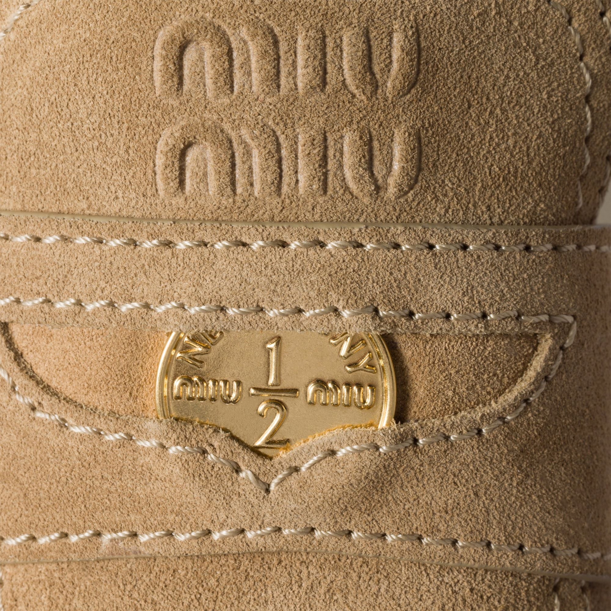 Women Suede And Raffia Flatform Mules - Ecru'