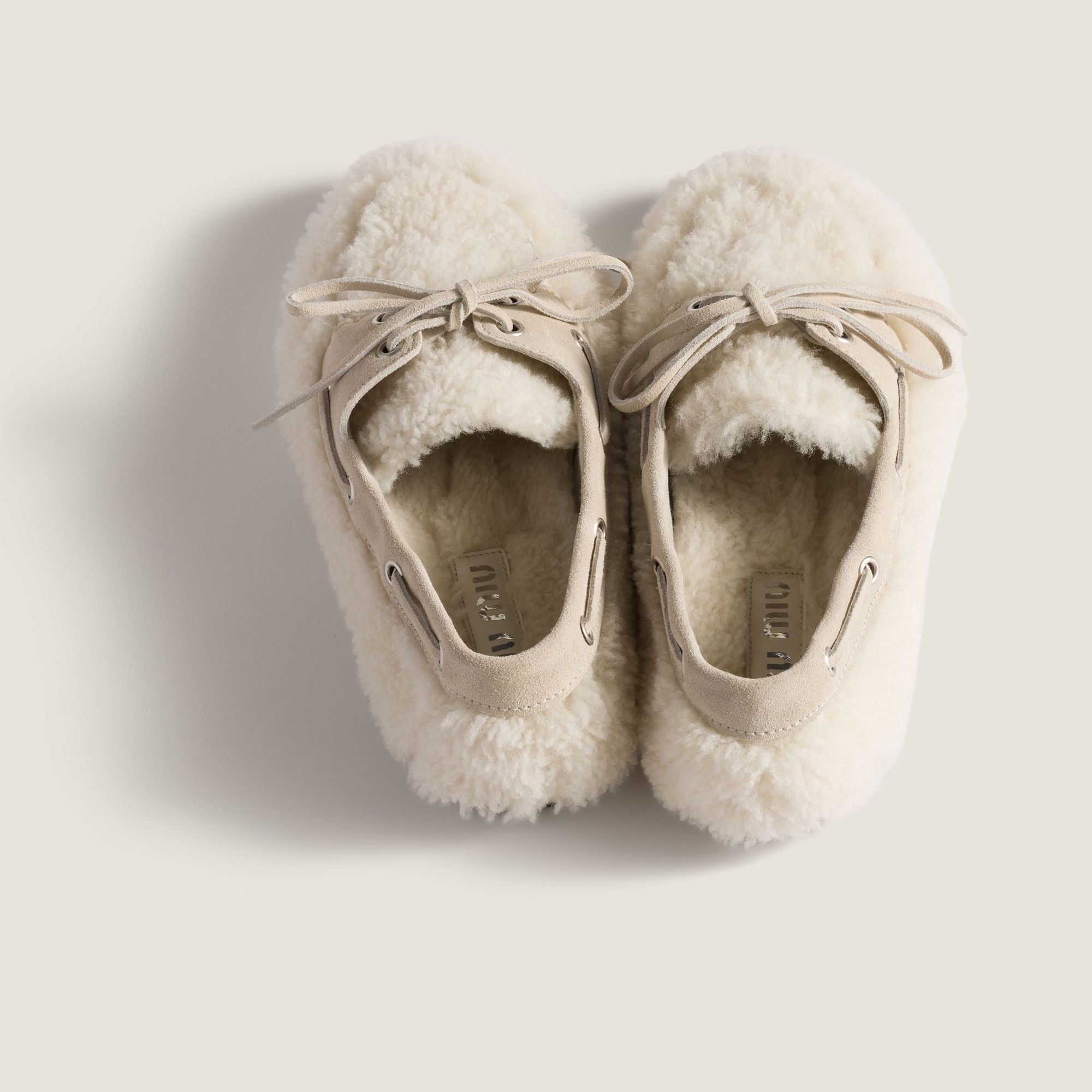 Women Shearling Deck Shoes - Naturale