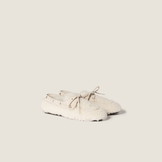 Women Shearling Deck Shoes - Naturale