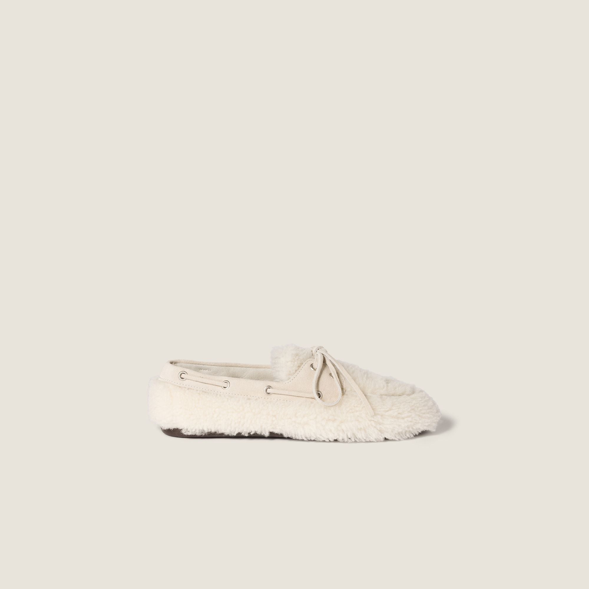 Women Shearling Deck Shoes - Naturale