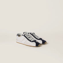 Women Plume Nappa Leather And Suede Sneakers - Bianco+blu