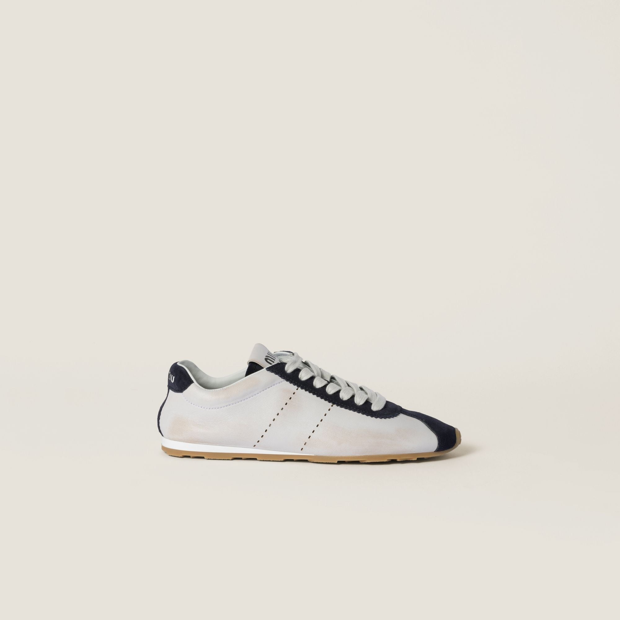 Women Plume Nappa Leather And Suede Sneakers - Bianco+blu