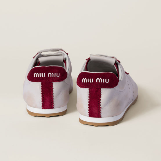 Women Plume Nappa Leather And Suede Sneakers - Bianco+cerise