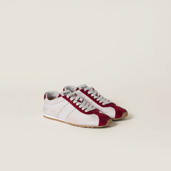 Women Plume Nappa Leather And Suede Sneakers - Bianco+cerise