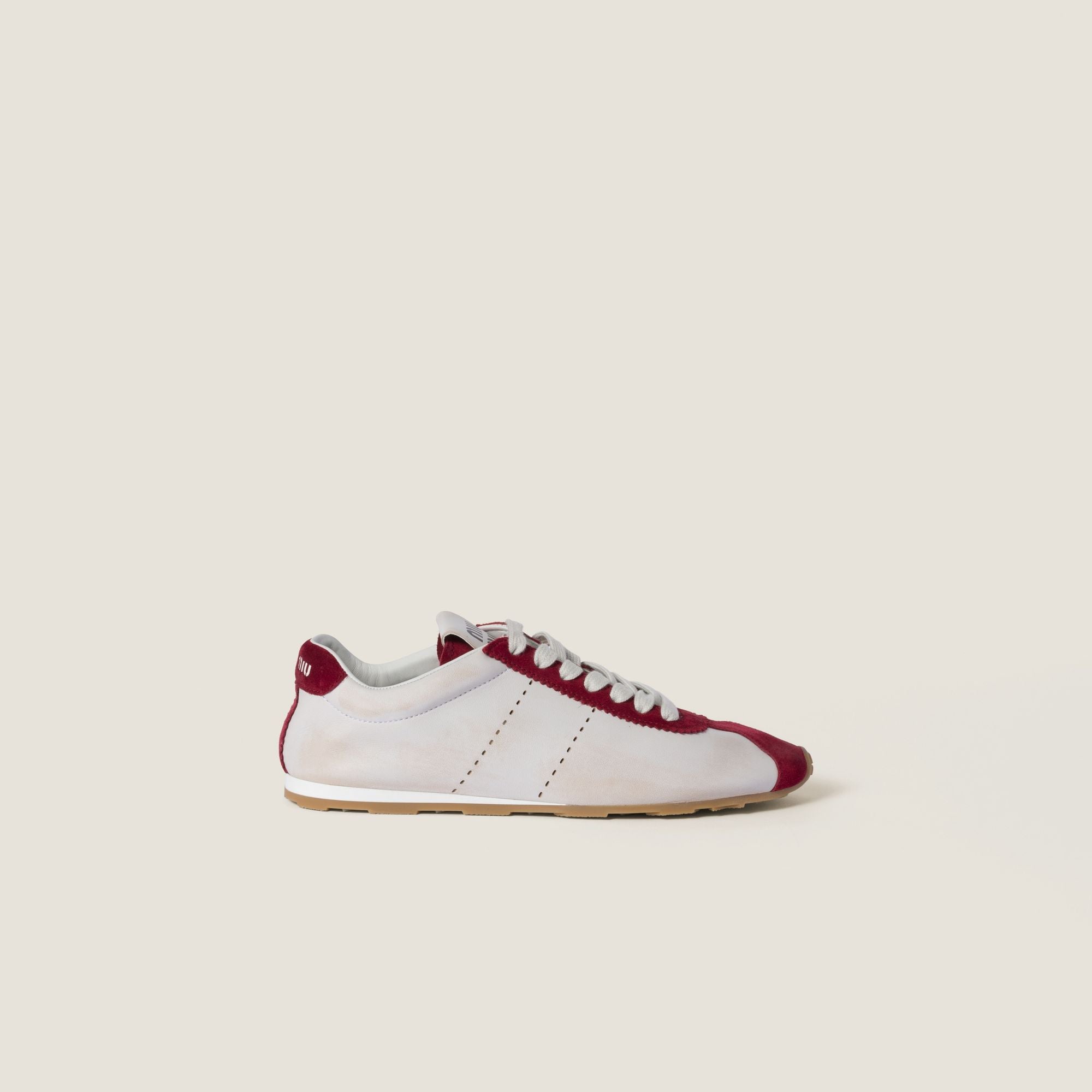 Women Plume Nappa Leather And Suede Sneakers - Bianco+cerise