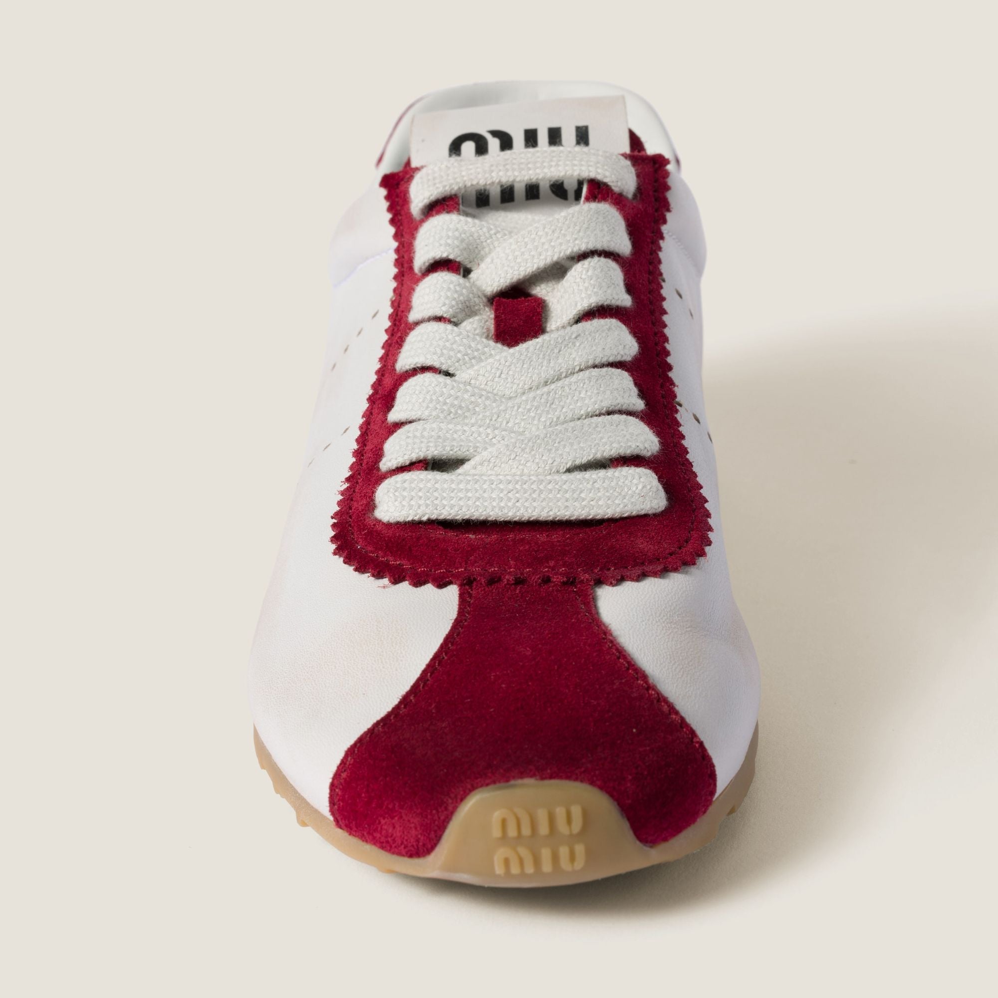 Women Plume Nappa Leather And Suede Sneakers - Bianco+cerise
