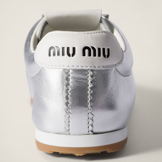 Women Plume Mordoré Calfskin Sneakers - Argento