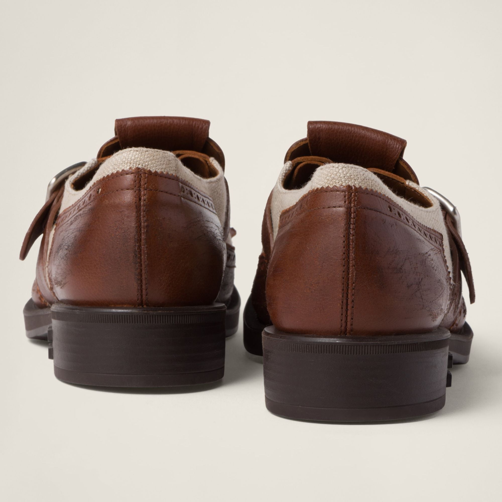 Women Church S X Miu Miu Shanghai Leather And Linen Shoes - Bruciato+corda