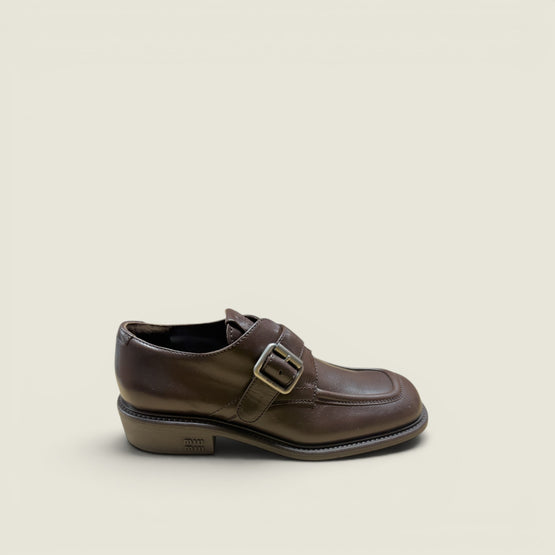 Women Leather Shoes With Buckle - Moro