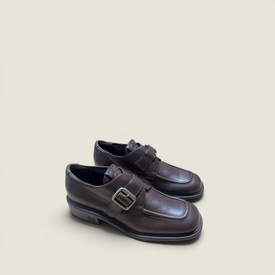 Women Leather Shoes With Buckle - Moro