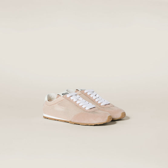 Women Plume Mesh And Suede Sneakers - Opale