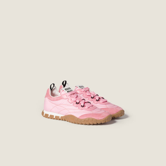 Women Tyre Technical Fabric And Suede Sneakers - Rosa