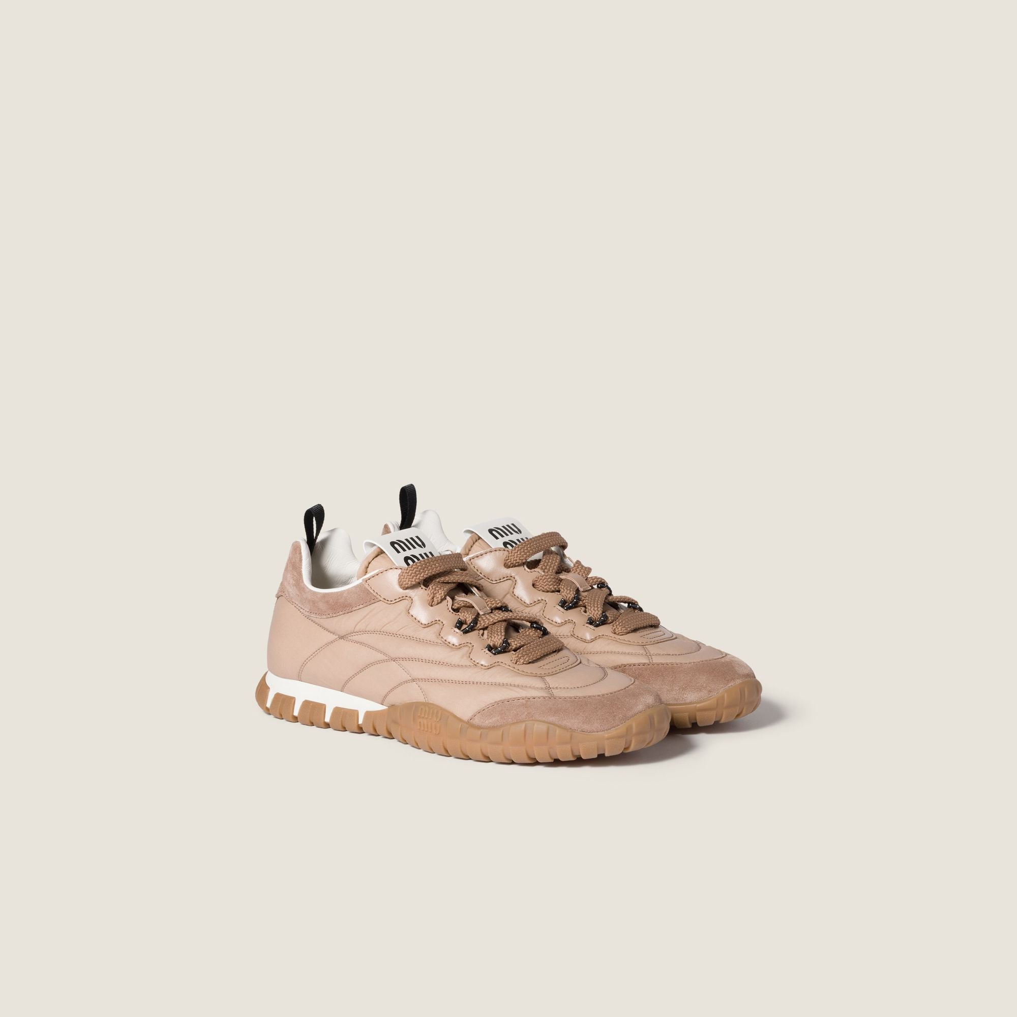 Women Tyre Technical Fabric And Suede Sneakers - Dark Rose