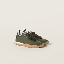 Women Tyre Technical Fabric And Suede Sneakers - Loden