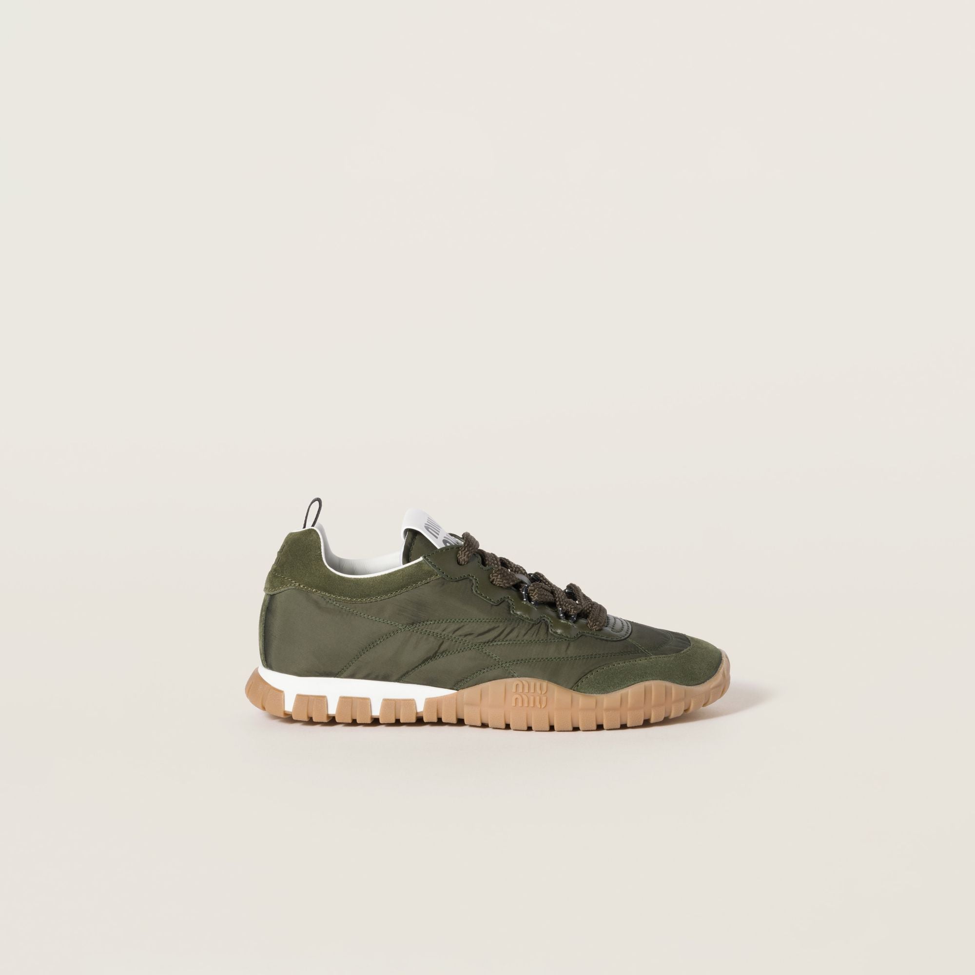 Women Tyre Technical Fabric And Suede Sneakers - Loden