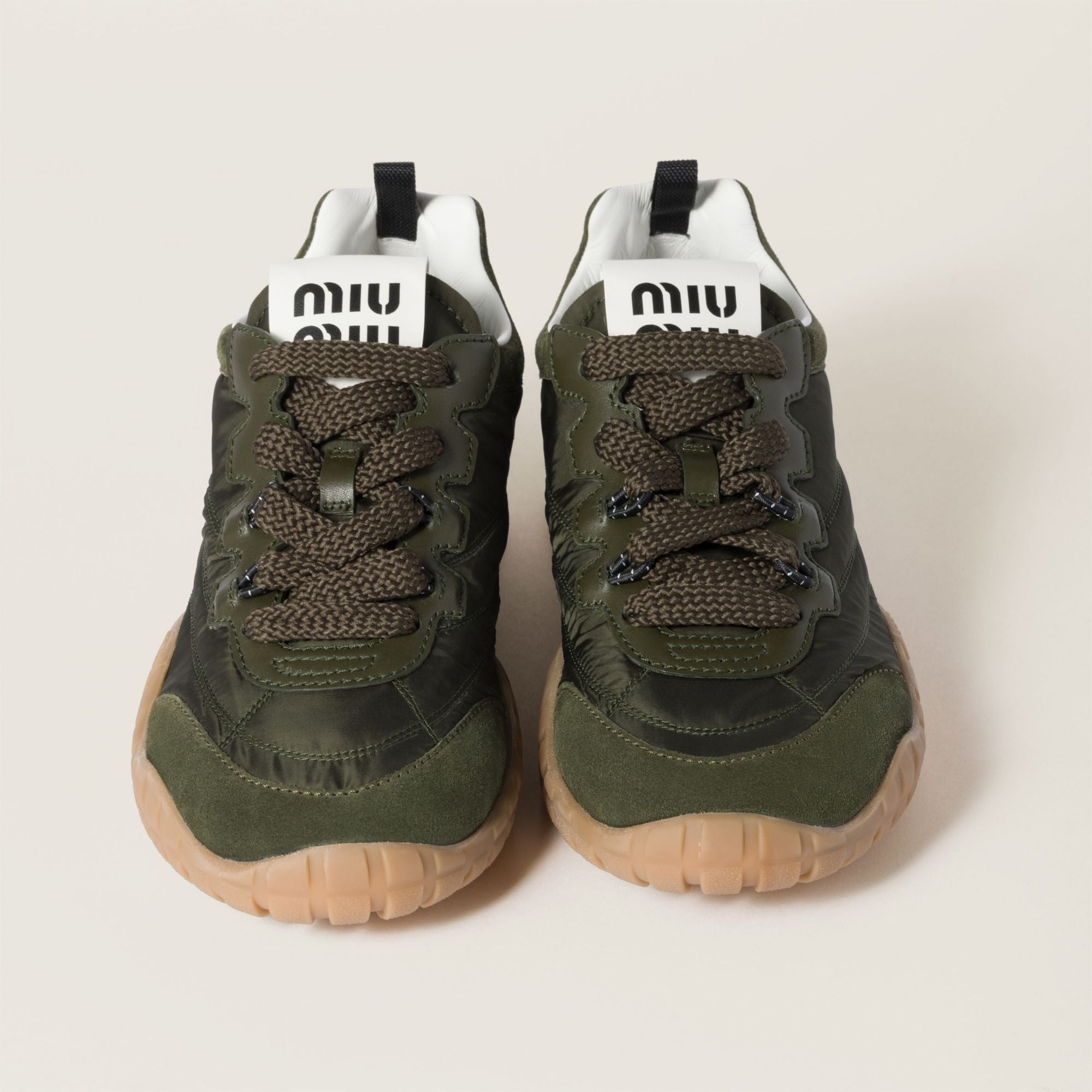 Women Tyre Technical Fabric And Suede Sneakers - Loden