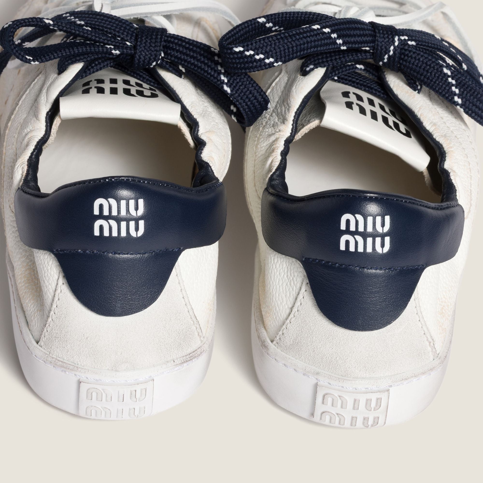 Women Deco Leather Sneakers - Bianco+royal