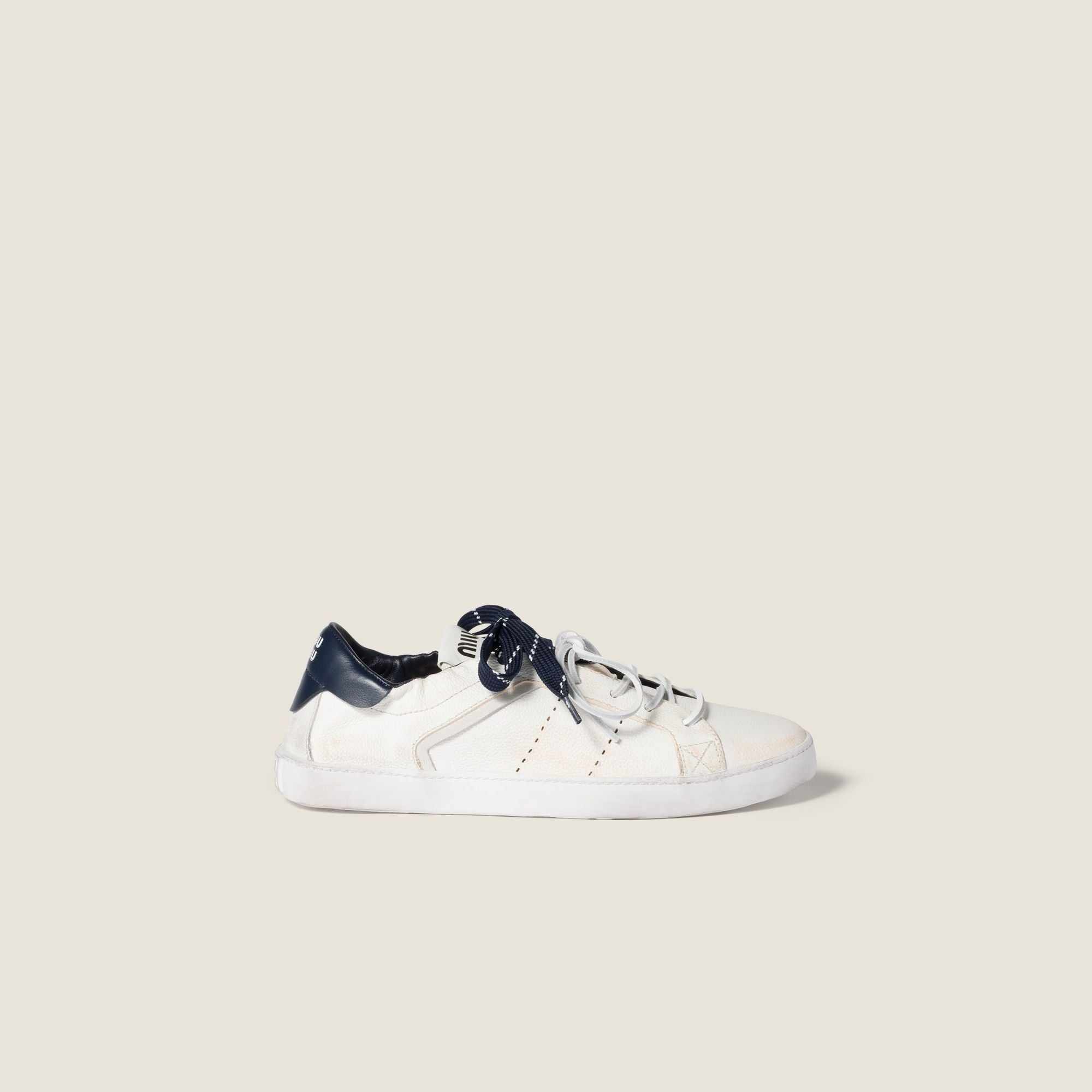 Women Deco Leather Sneakers - Bianco+royal