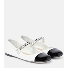 Women Patent Leather Ballerinas - Bianco+nero