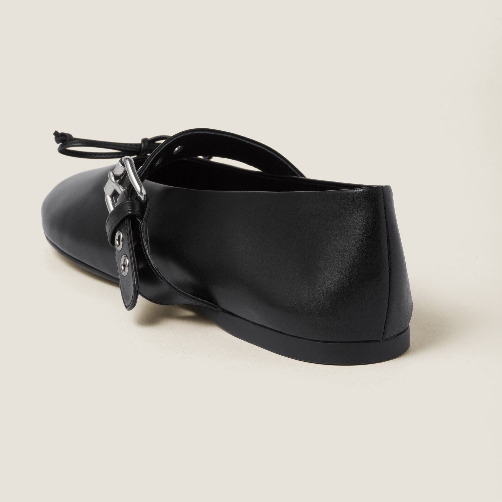 Women Leather Ballerinas - Nero