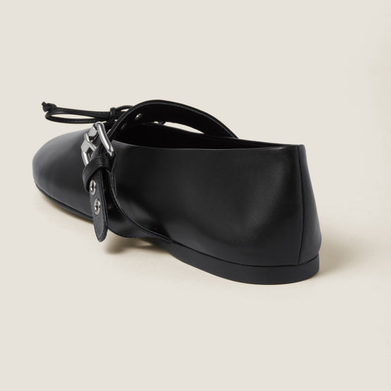 Women Leather Ballerinas - Nero