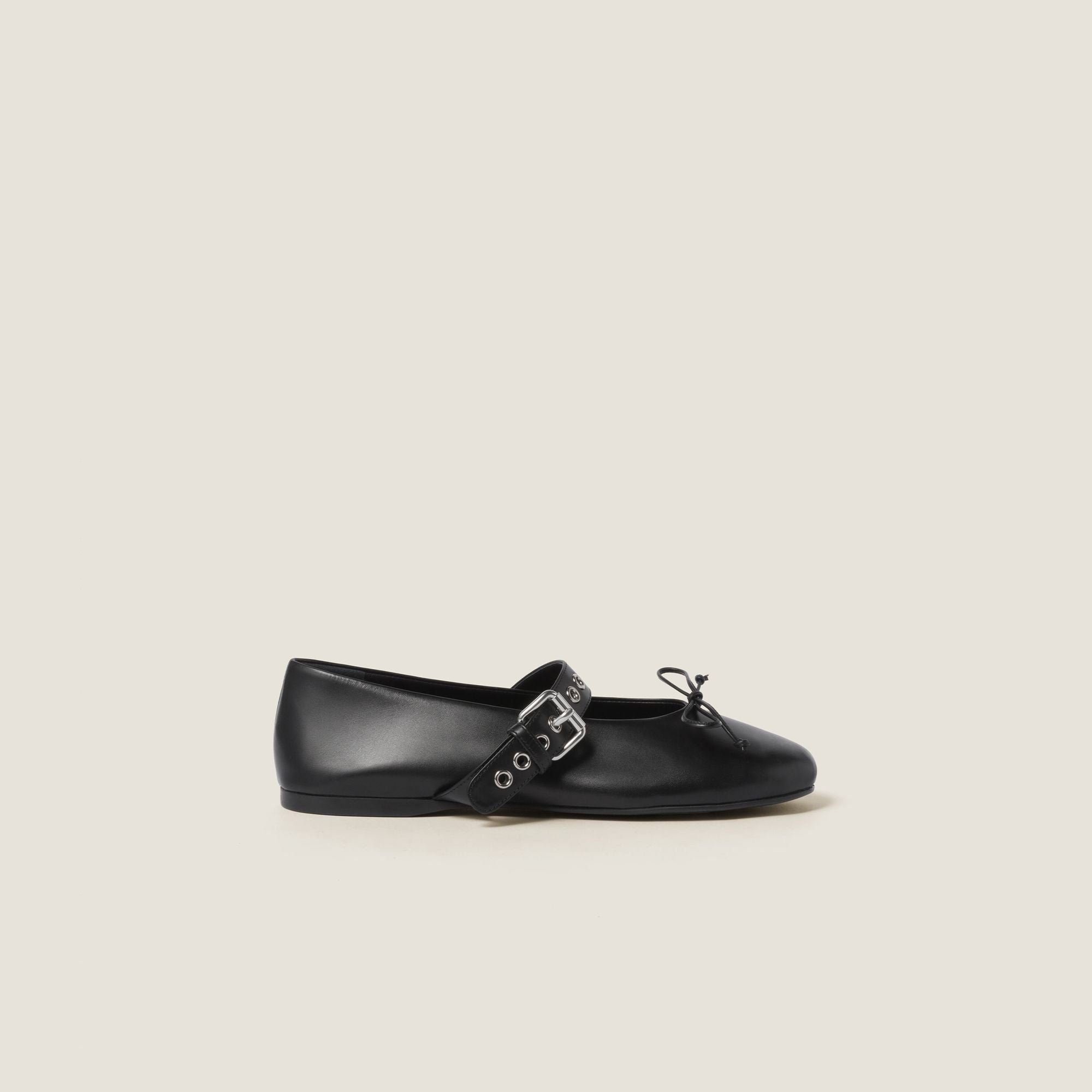 Women Leather Ballerinas - Nero