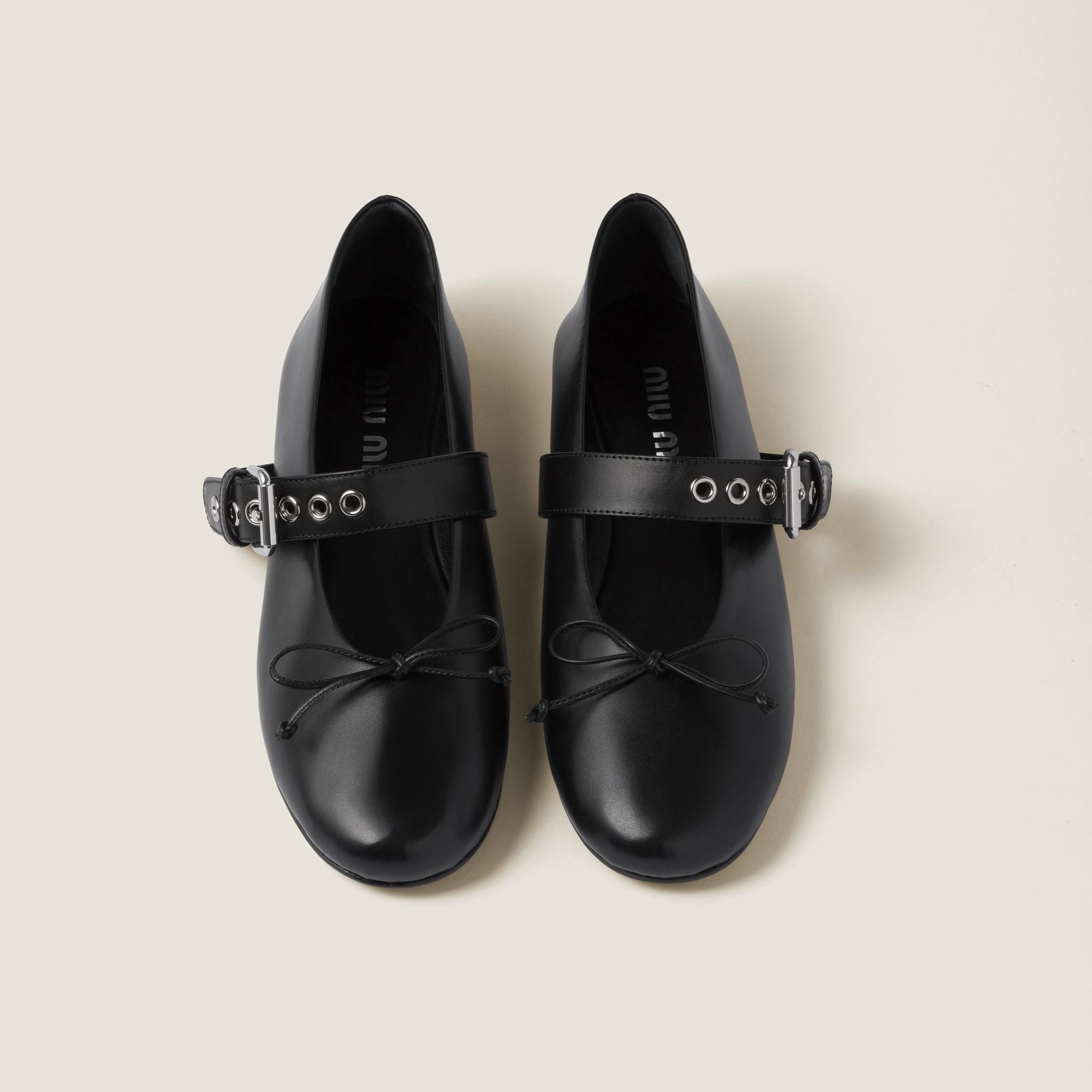 Women Leather Ballerinas - Nero