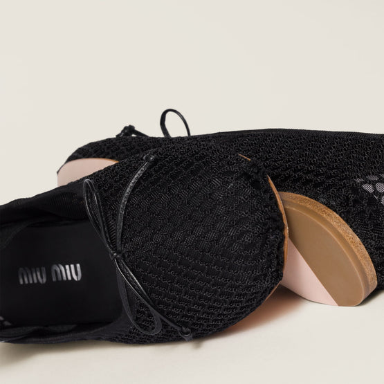 Mesh fabric ballerinas