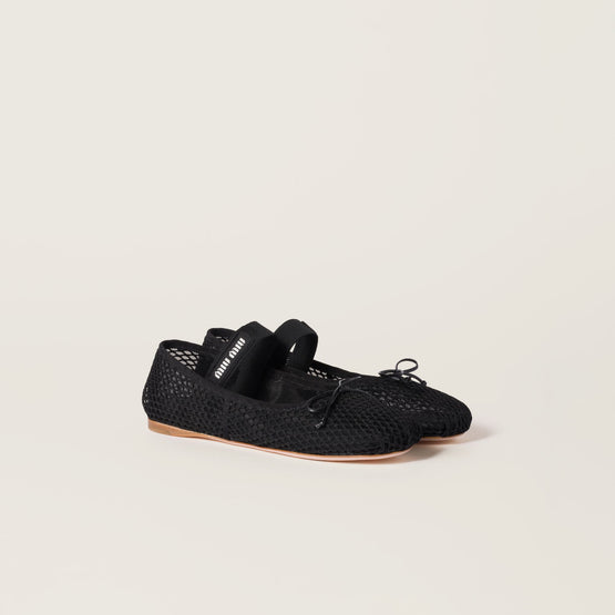 Mesh fabric ballerinas