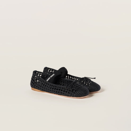 Woven nappa leather ballerinas